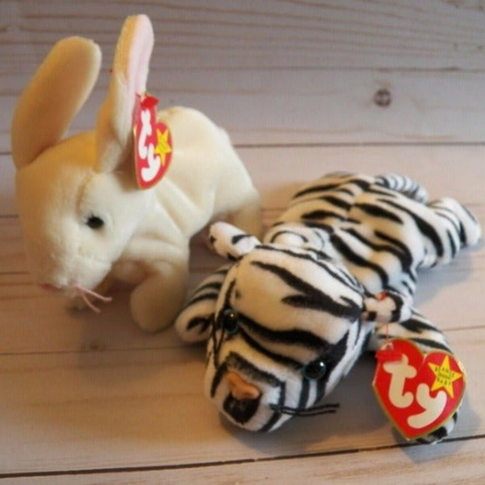 Beanie Babies TY Stuffed Animals Plush Kids Toy ~ Zebra + Bunny